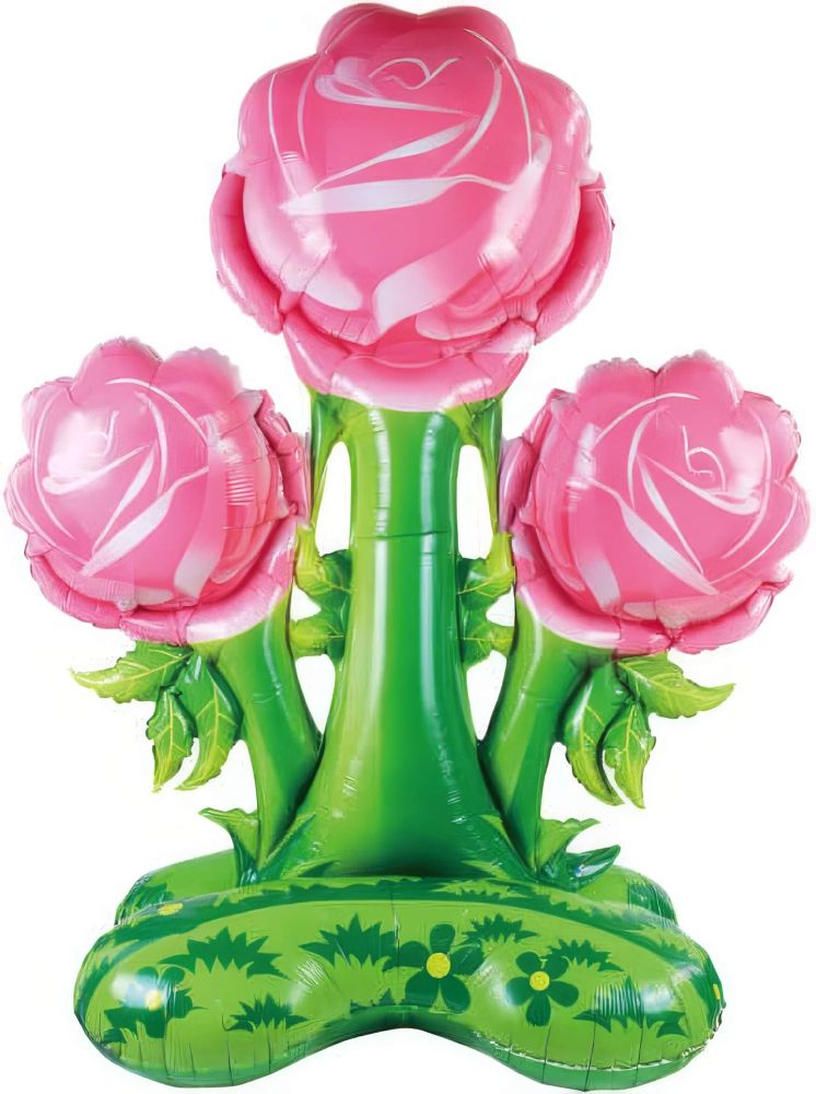37" Standing Pink Rose Flowers Balloon