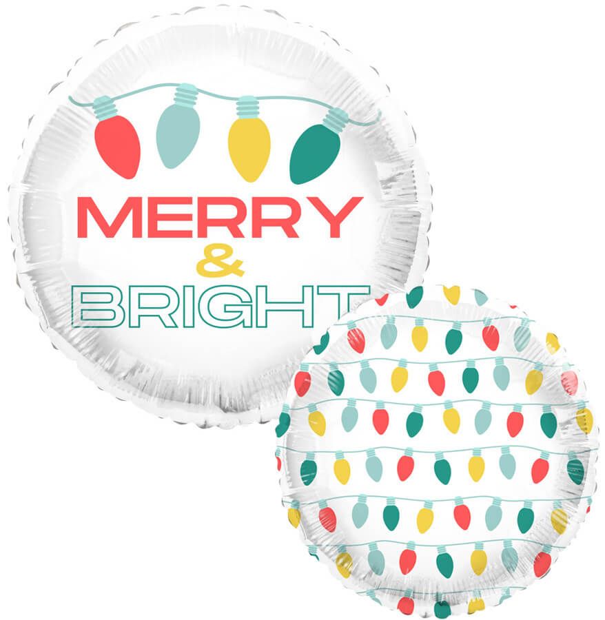 18" Holiday Lights Merry and Bright Balloon