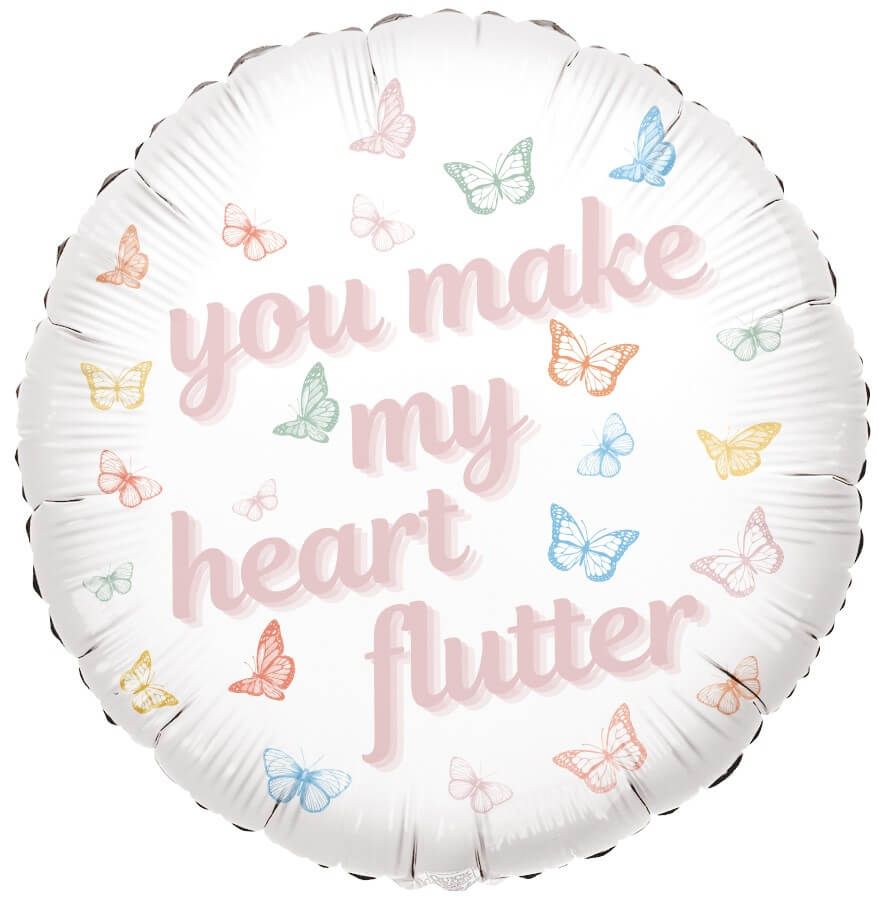 18" You Make My Heart Flutter Butterfly Balloon