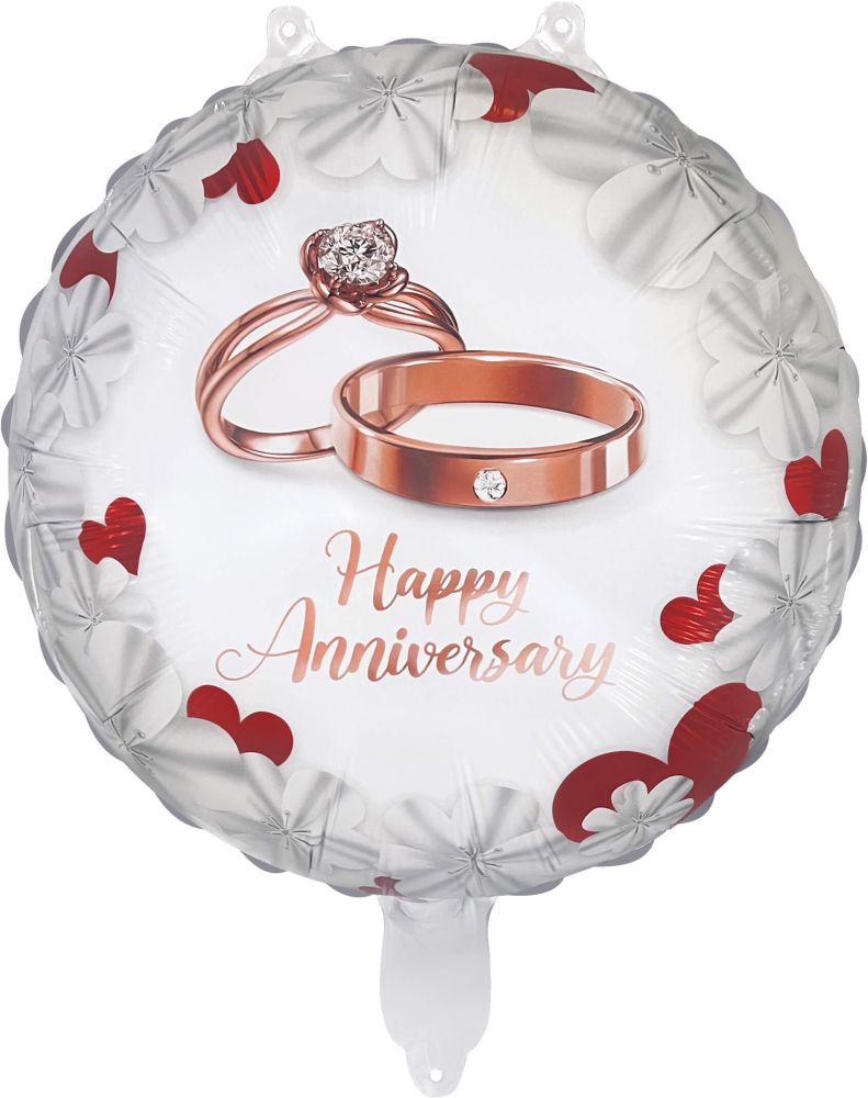 18" Happy Anniversary Rose Gold Weddiong Rings Balloon