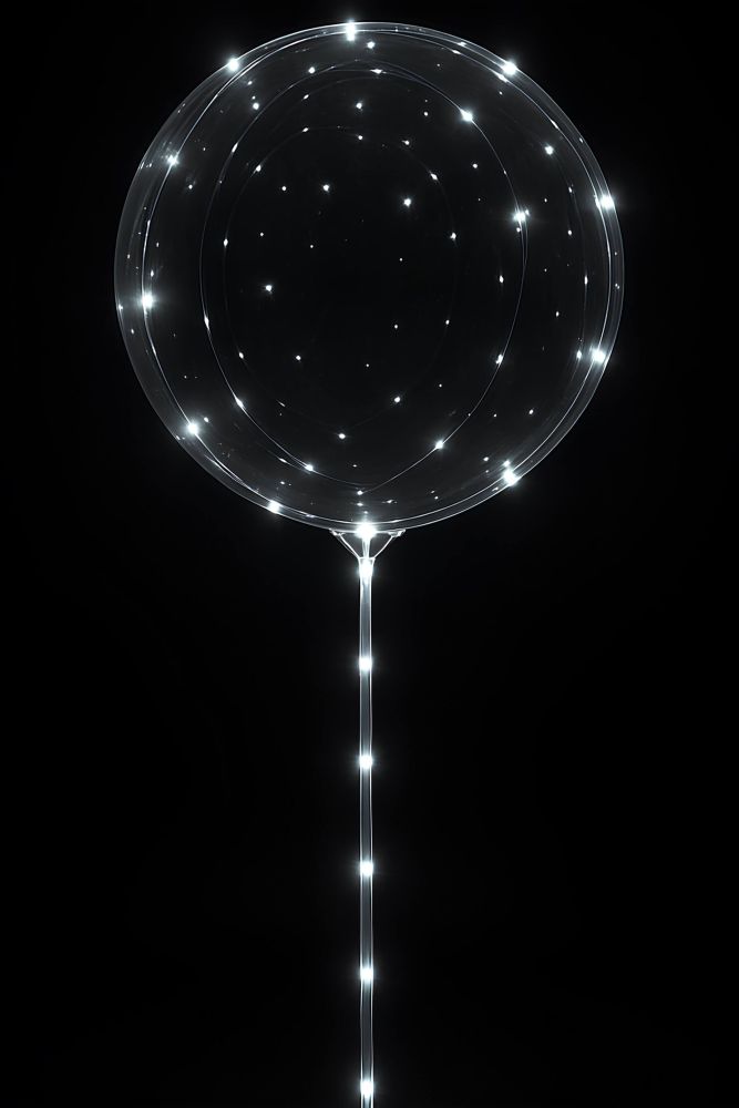 18" Bobo LED White Lights with Stick (3 meters) Balloon