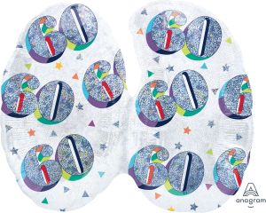 SuperShape Holographic Here's to Your Birthday 60 Balloon