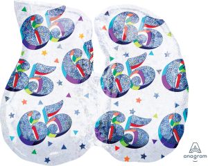 SuperShape Holographic Here's to Your Birthday 65 Balloon