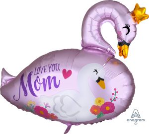 SuperShape Satin Mama and Baby Swan Balloon