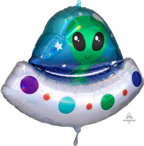 SuperShape Iridescent Alien Space Ship Iridescent Balloon