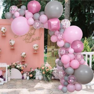 Balloon Garland Arch Kit Grey Pink