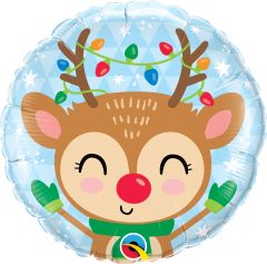 18" Reindeer and Colored Lights (non-packaged) Balloon