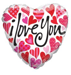 18" Many Hearts On White Balloon