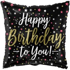18" Birthday Black Square Balloon