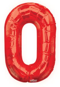 34" Red Shape Number 0 Balloon