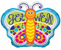 18" Shape Get Well Butterfly Balloon