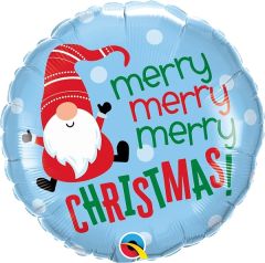 18" Merry Christmas Gnome Balloon
