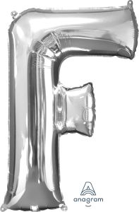 34" Silver Letter F Balloon