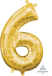 16" Gold Number 6 Balloon