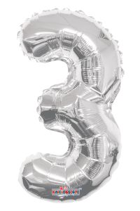 14" Silver Number 3 Balloon
