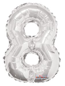 14" Silver Number 8 Balloon