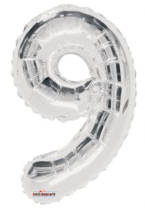 14" Silver Number 9 Balloon