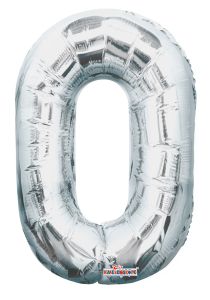 14" Silver Number 0 Balloon