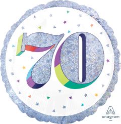 18" Holographic Here's to Your Birthday 70 Balloon