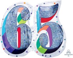 SuperShape Holographic Here's to Your Birthday 65 Balloon