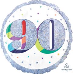 18" Holographic Here's to Your Birthday 90 Balloon