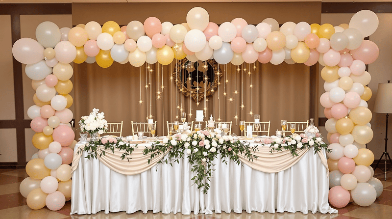 elegant wedding head table decor