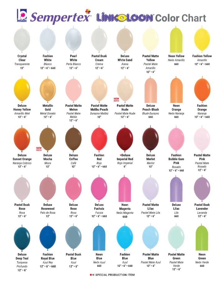 Sempertex Linkloon Color Chart
